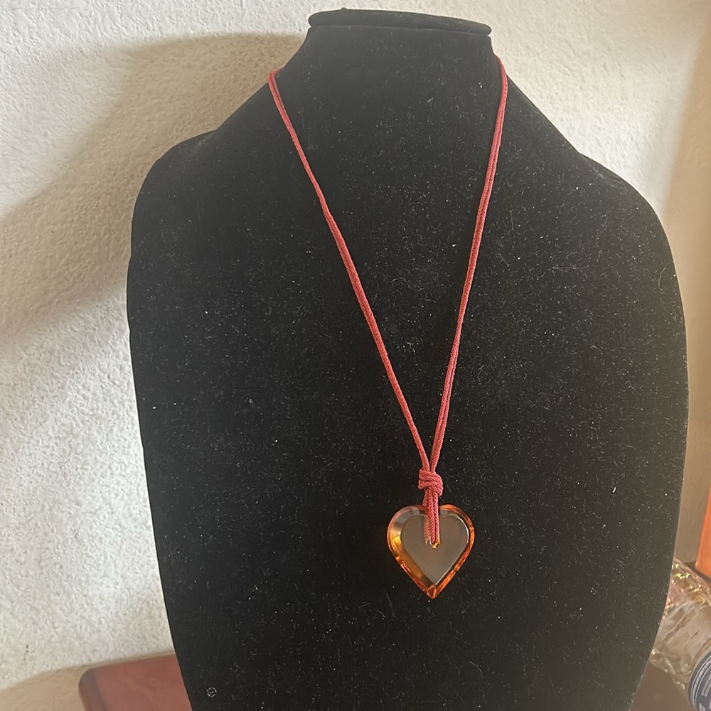 Baccarat Red Box with Amber Heart Pendant Necklace - Picture 7 of 7